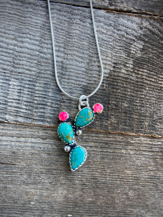 Pink opal Prickly Pear Necklace