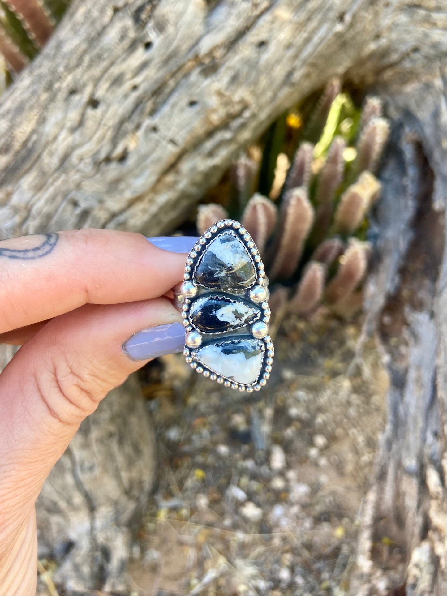 Triple White Buffalo Ring