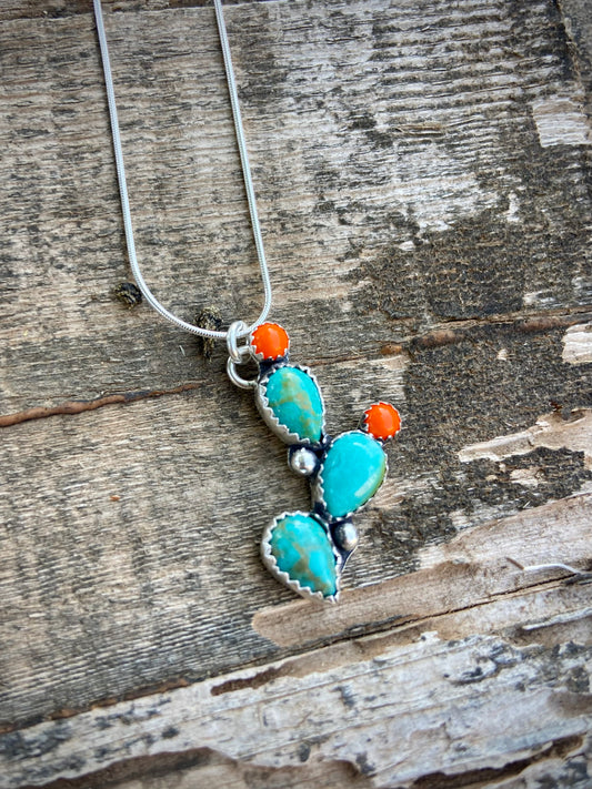 Orange opal Prickly Pear Necklace
