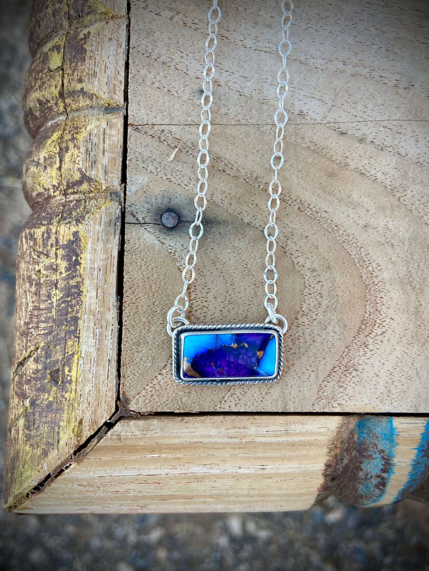Tinged with Turquoise Bar Necklace