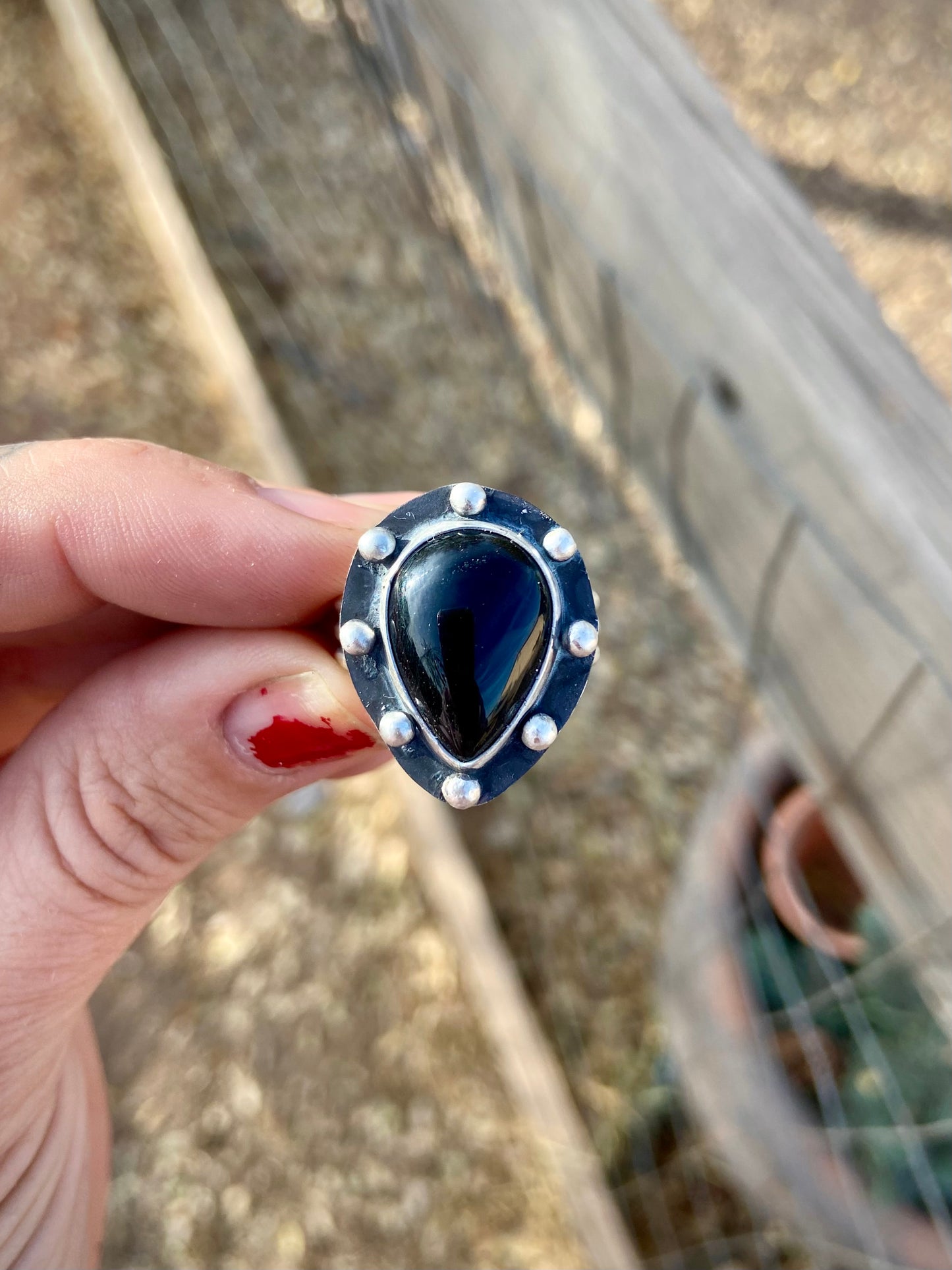 Dotty Black Ring