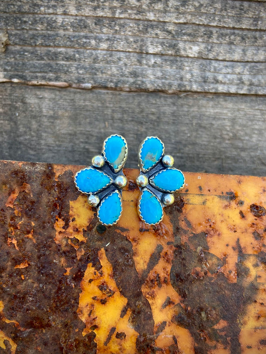 Blue Cluster Turquoise Earrings