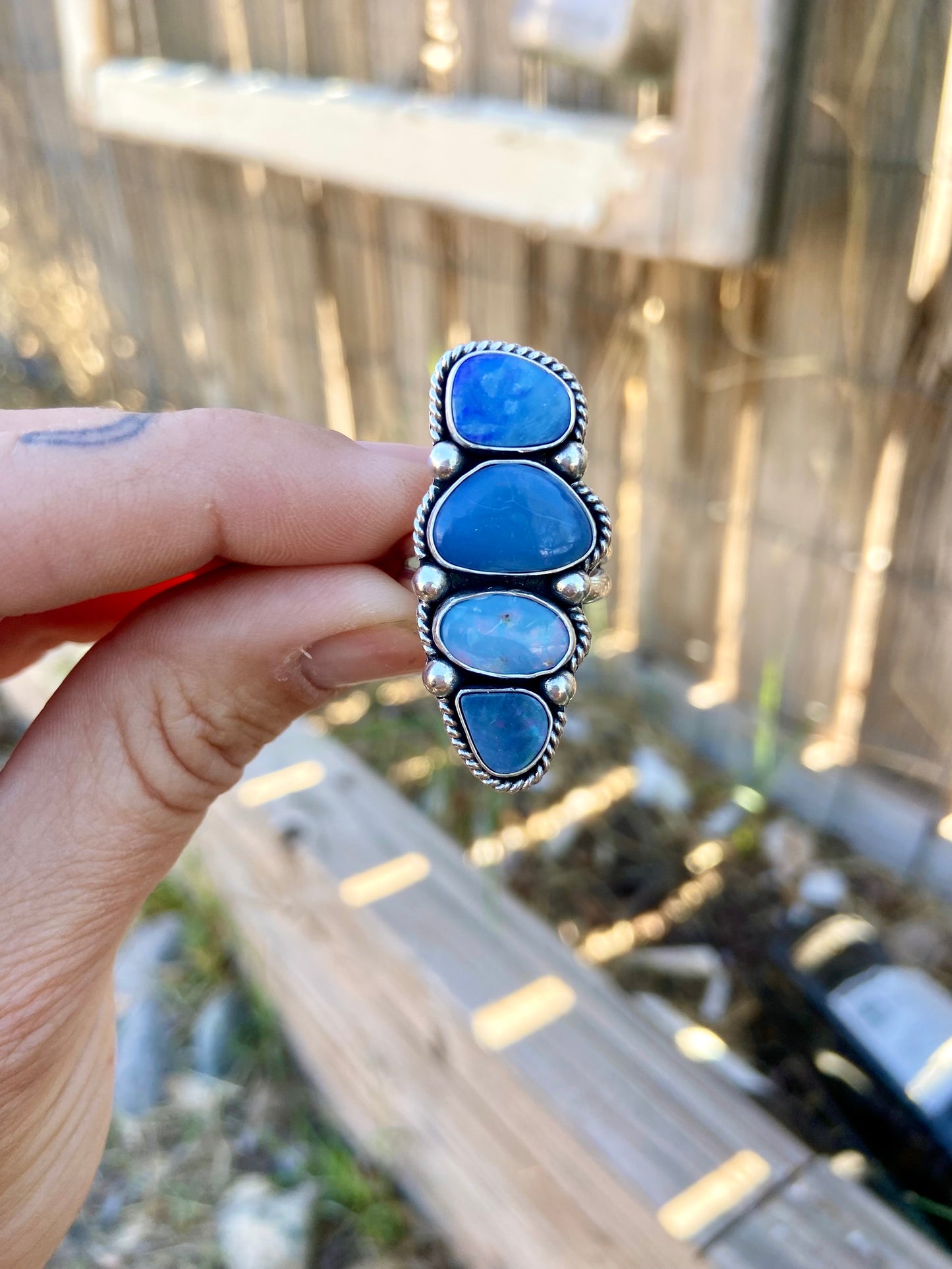 Blue Opal Quad Ring