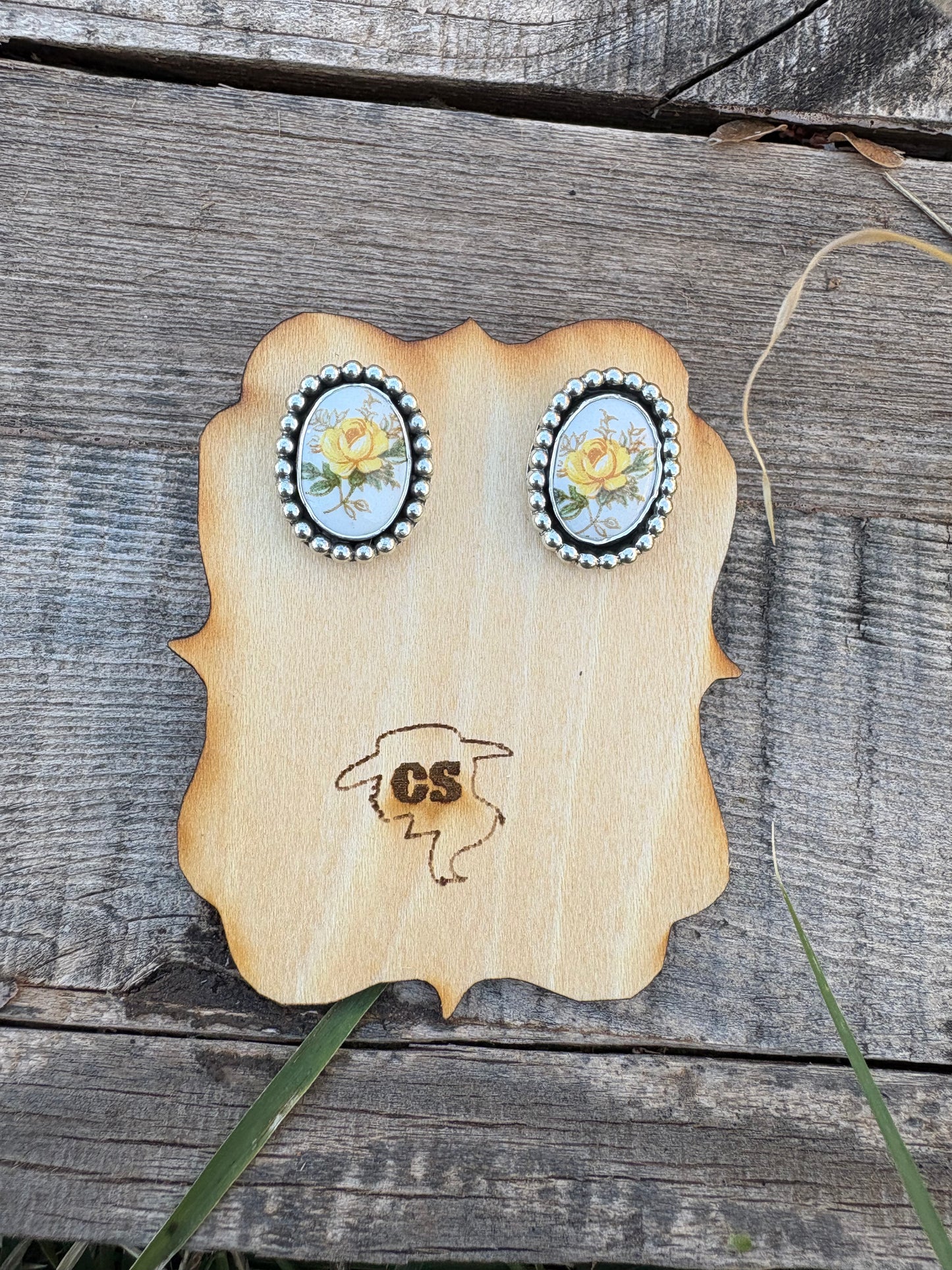 Yellow Rose Earrings