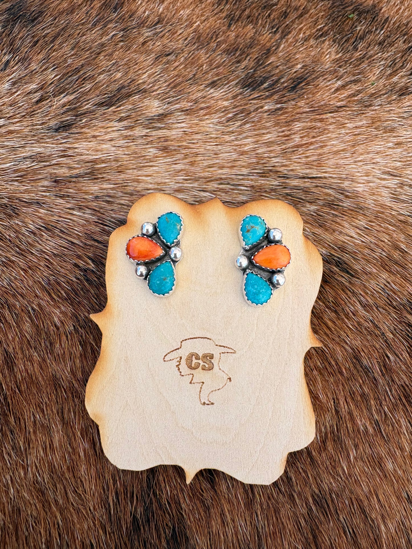 Half Cluster Earrings-orange