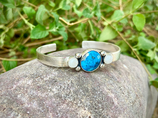 Turquoise and Moonstone Cuff