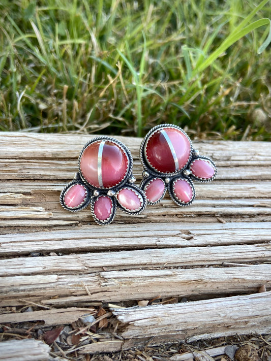 Pink Cluster Earrings