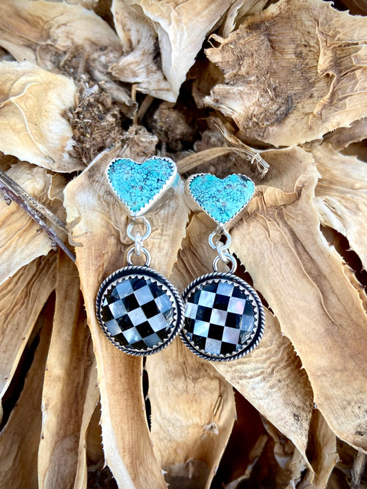 Checkmate Heart Earrings