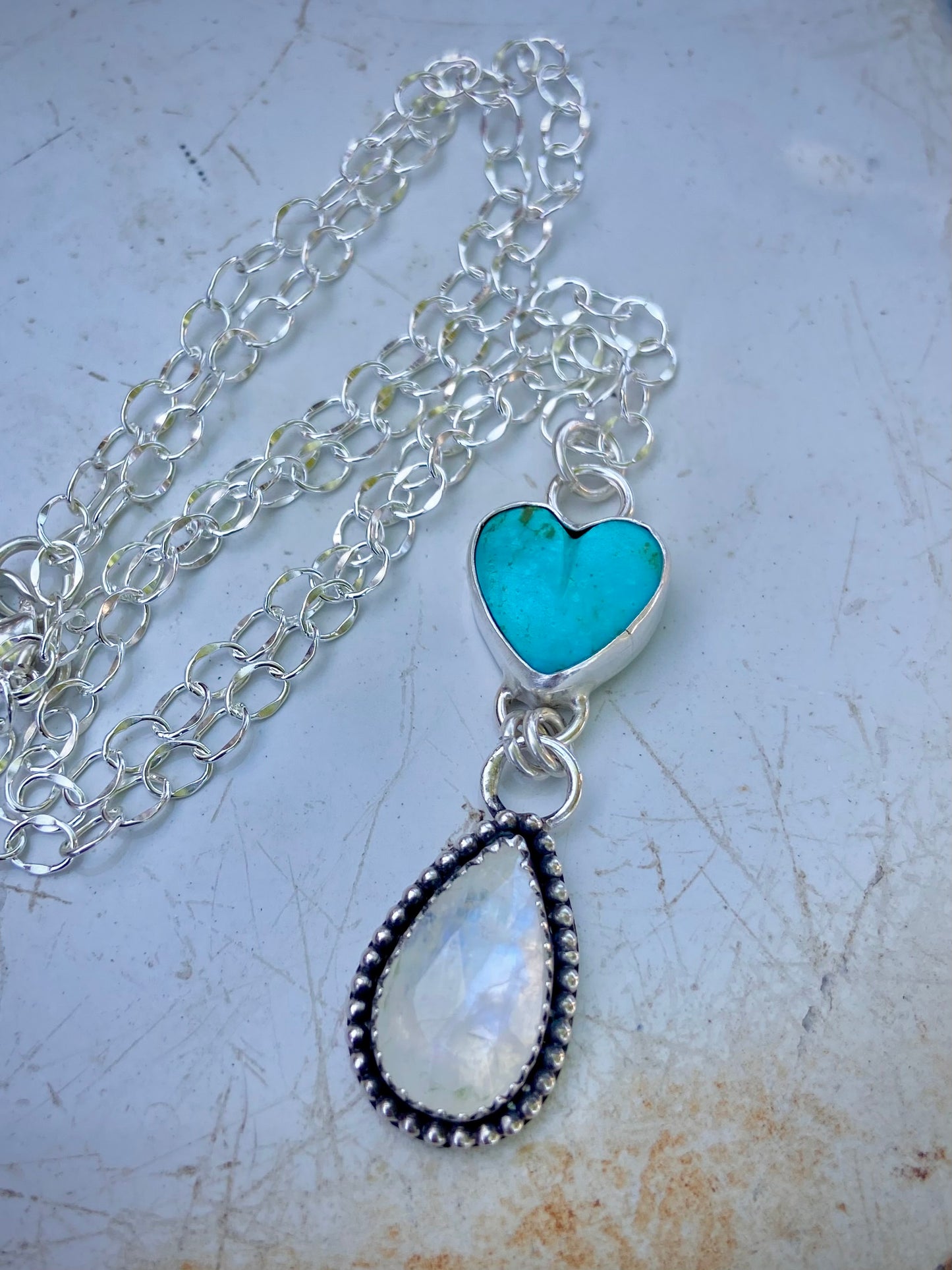 Shimmering Moonstone/Turquoise Necklace
