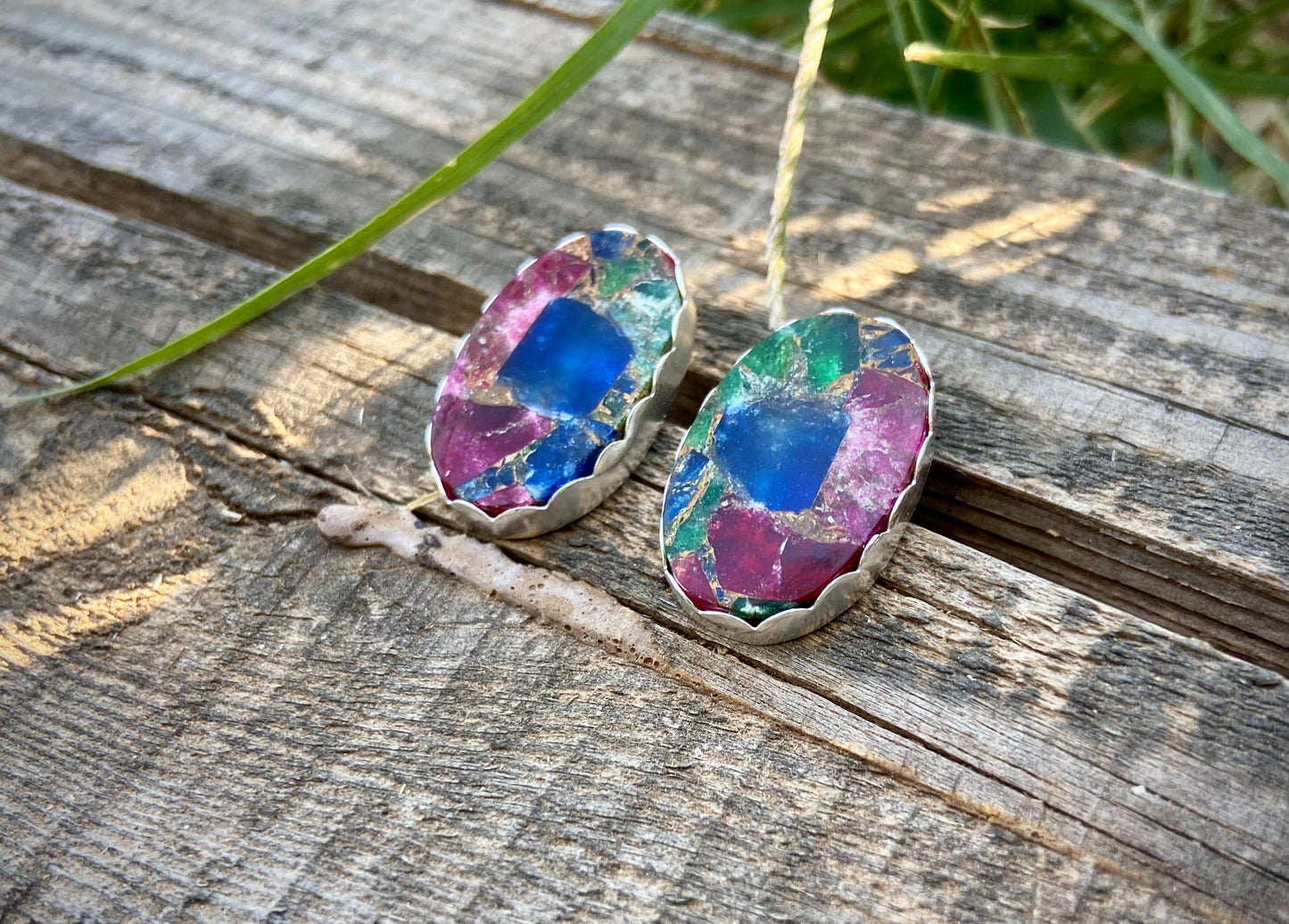 Tourmaline Stained Glass Earrings