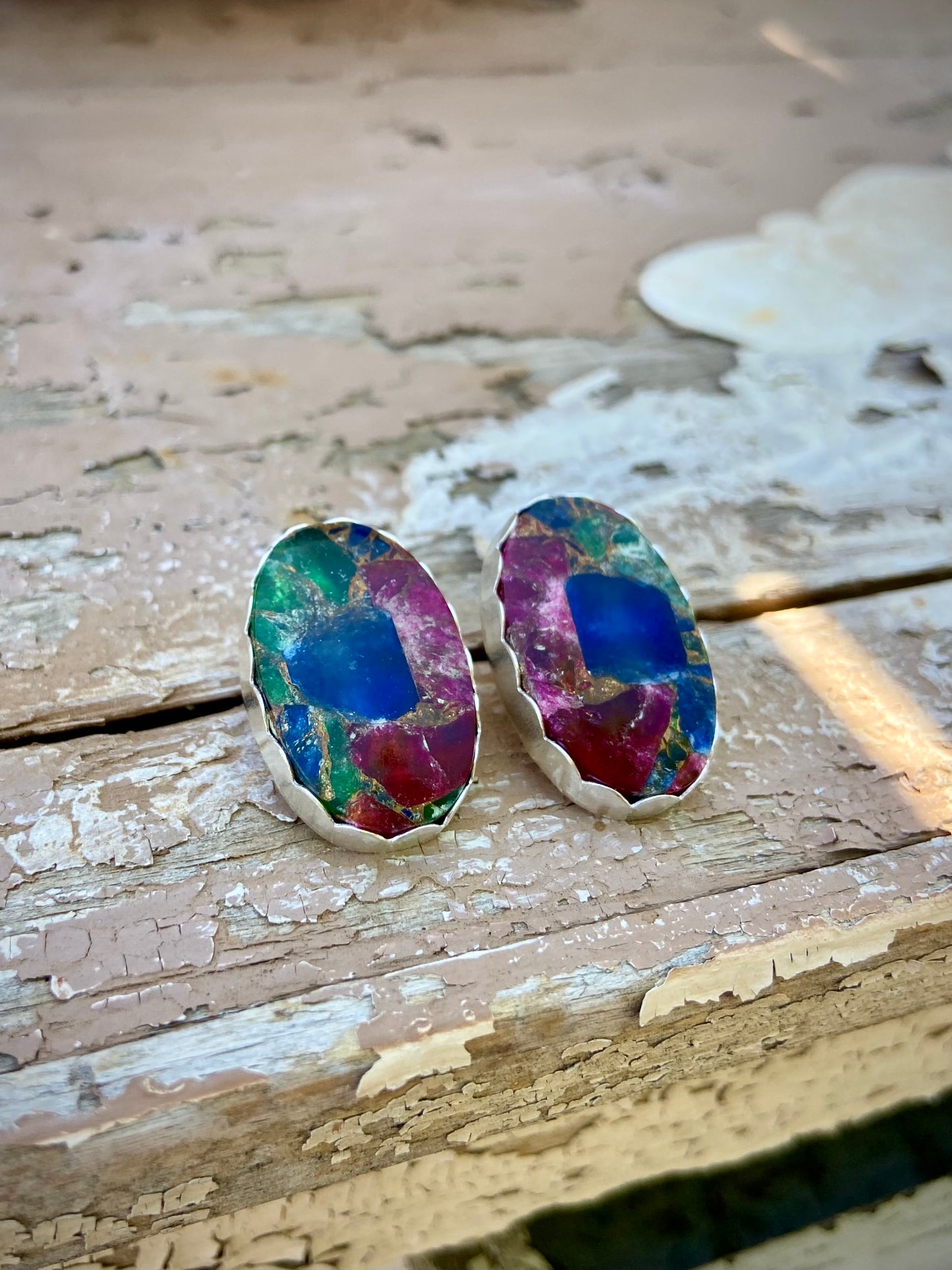 Tourmaline Stained Glass Earrings