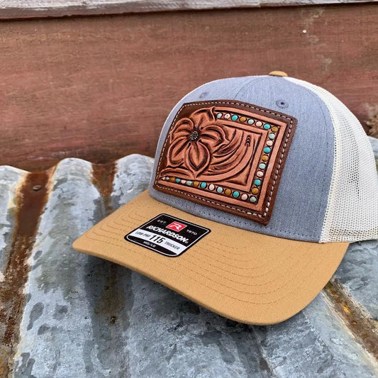 Mustard/Denim Leather Patch hat