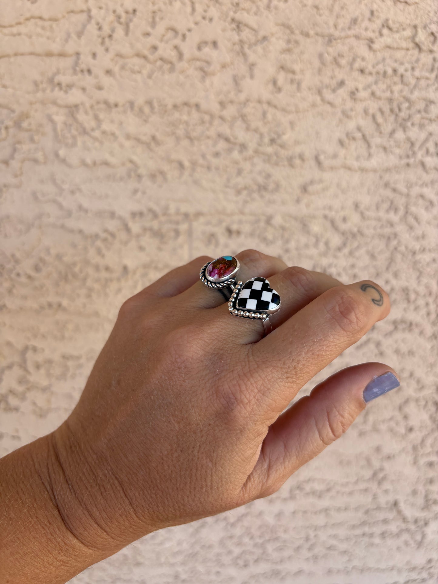 Checkered Heart Ring