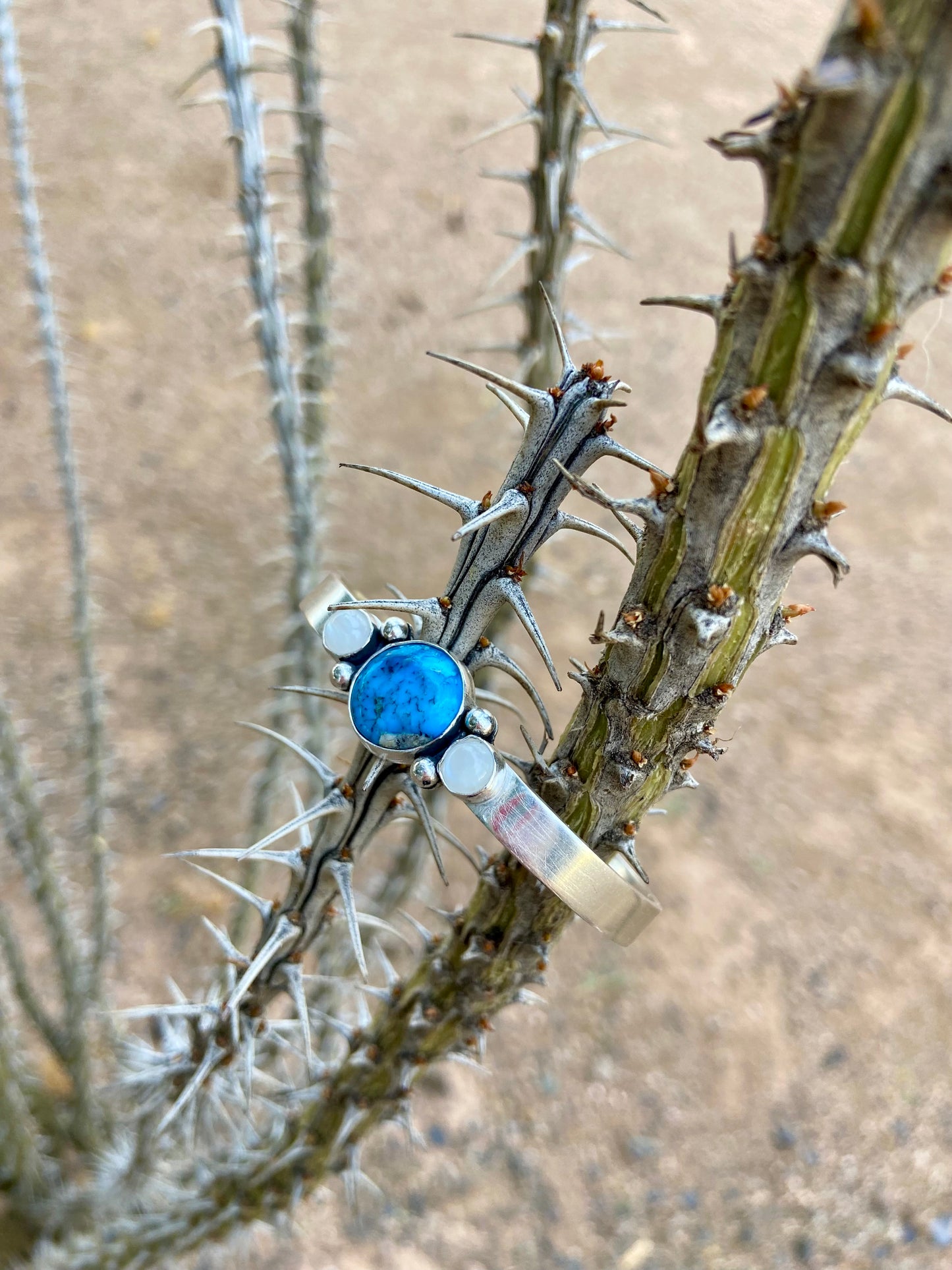 Turquoise and Moonstone Cuff