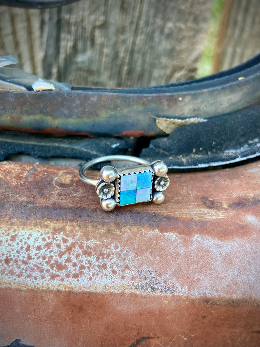 Checkerboard Opal Ring