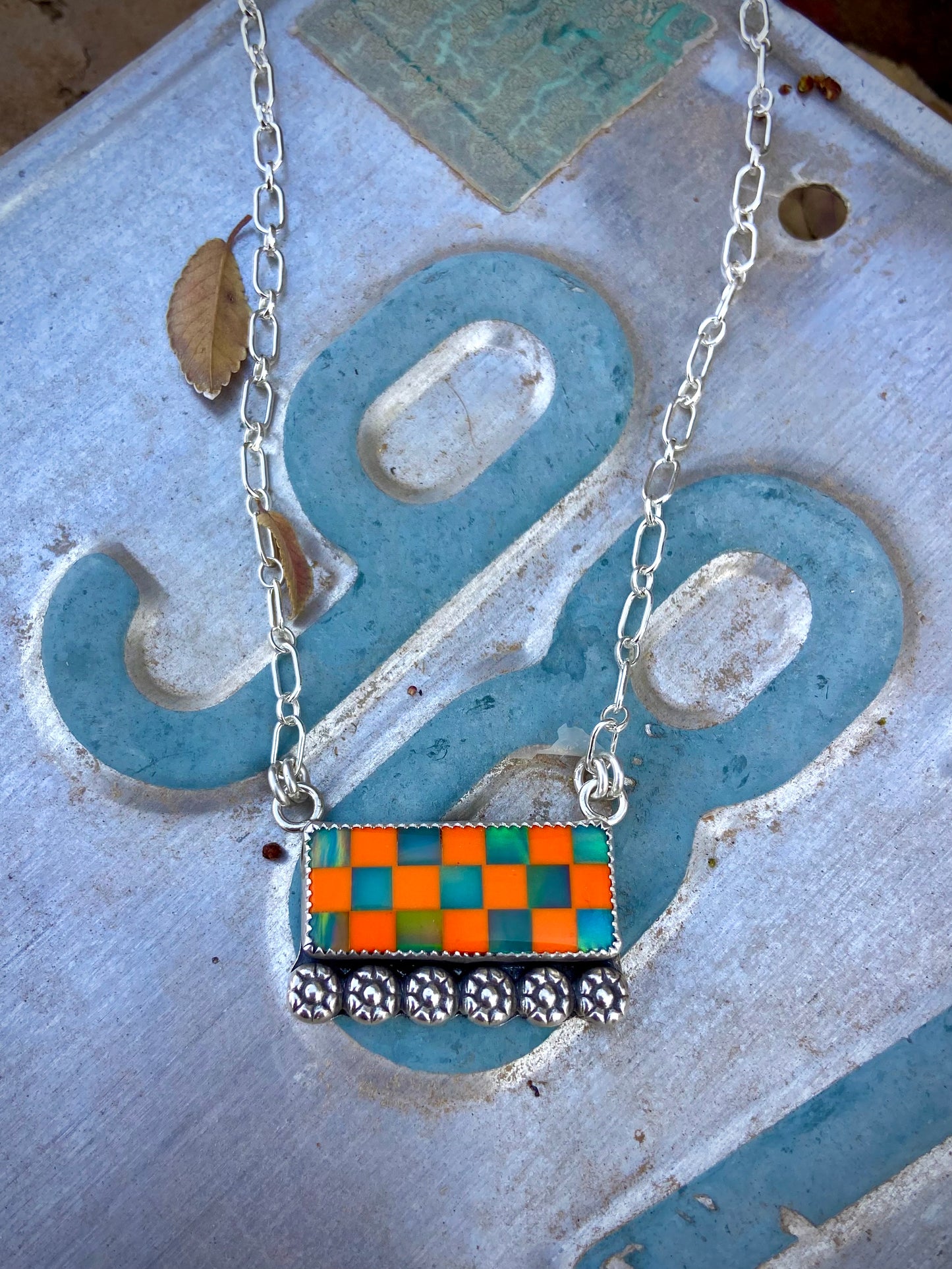 Neon Checker Necklace