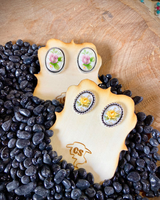 Purple Rose Earrings