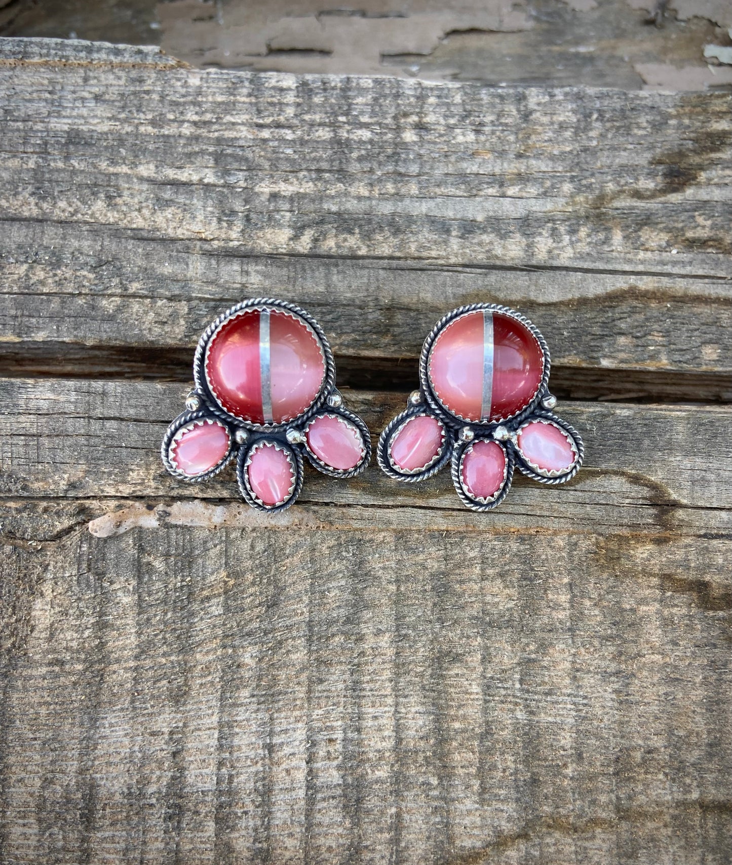 Pink Cluster Earrings