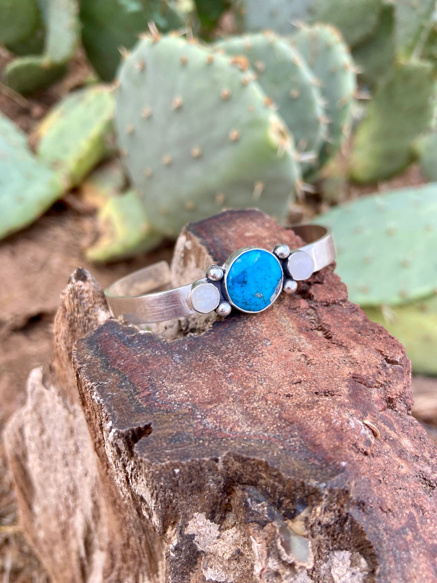 Turquoise and Moonstone Cuff