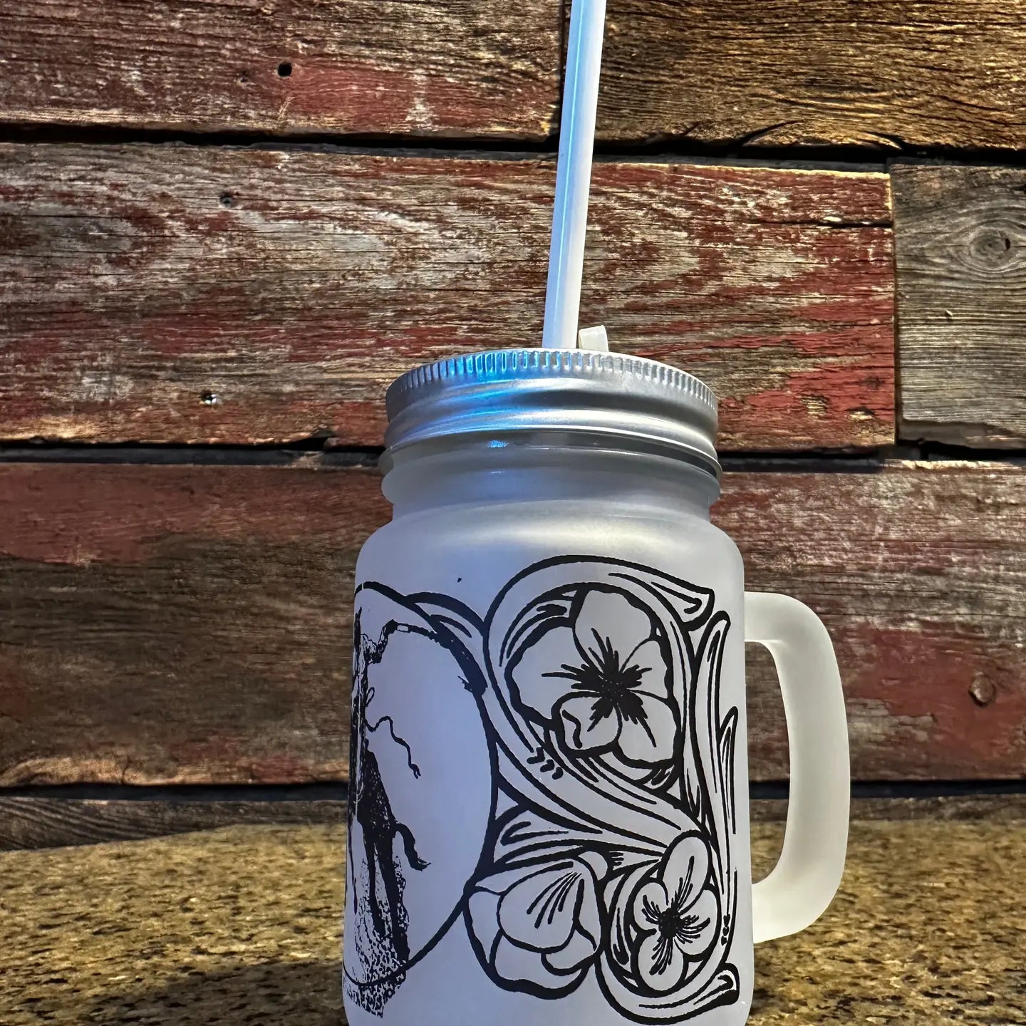 Mason Jar Cup with Straw