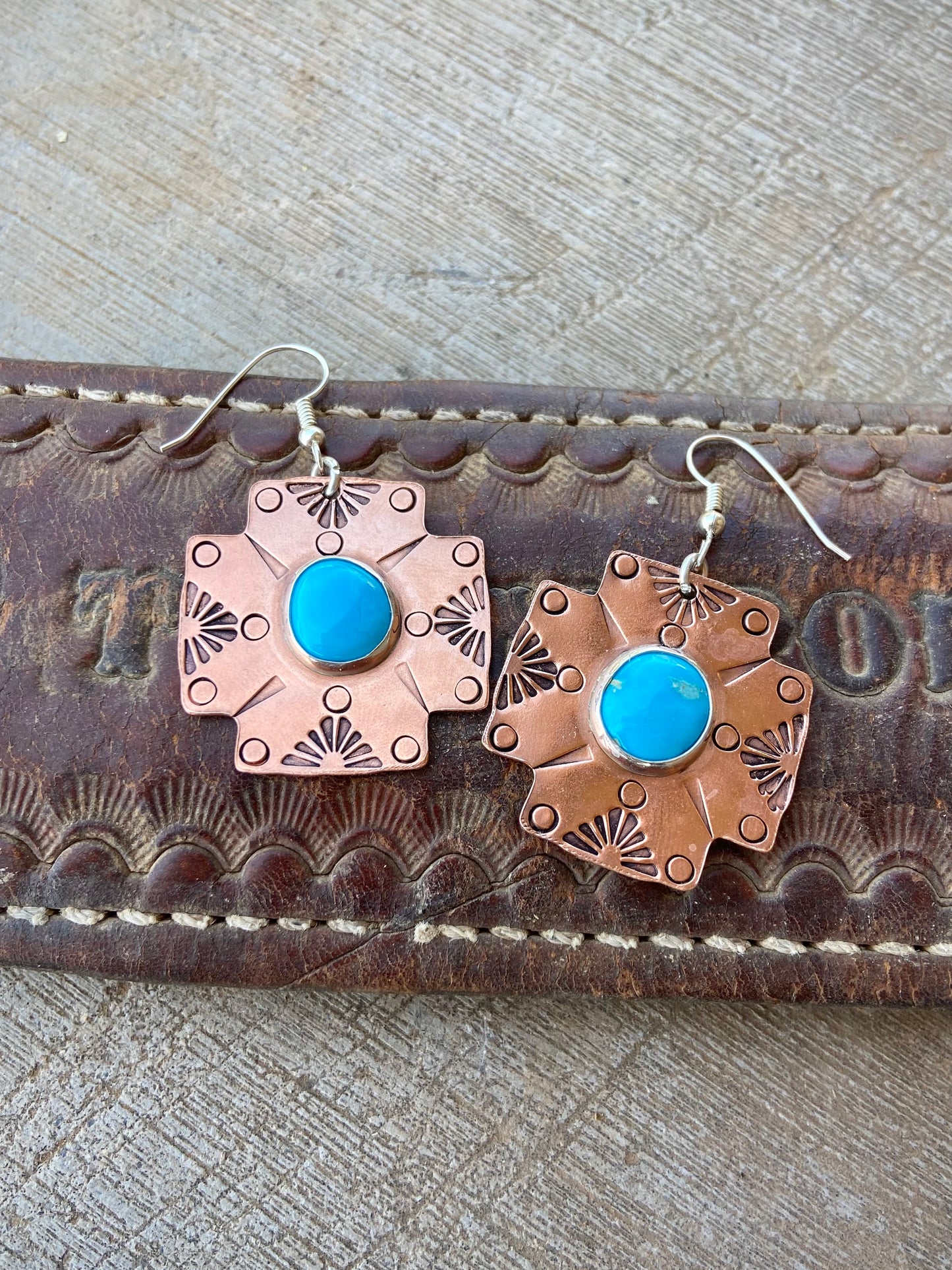 Copper Cross Earrings