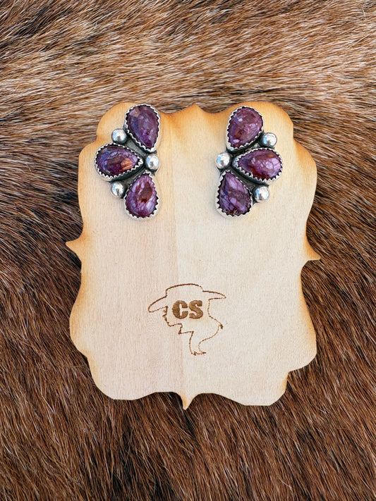 Half Cluster Earrings-purple