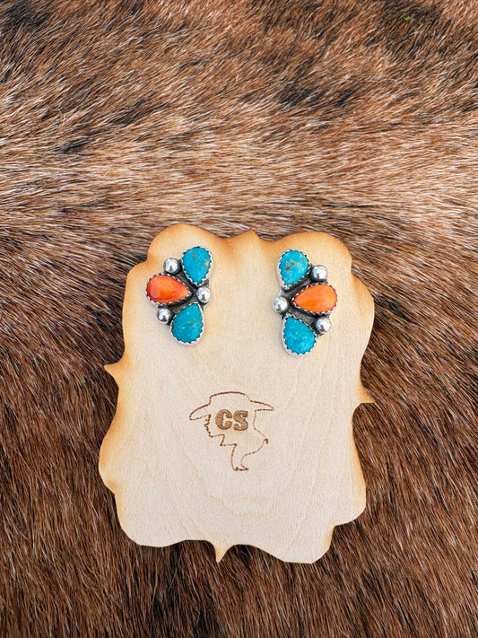 Half Cluster Earrings-orange